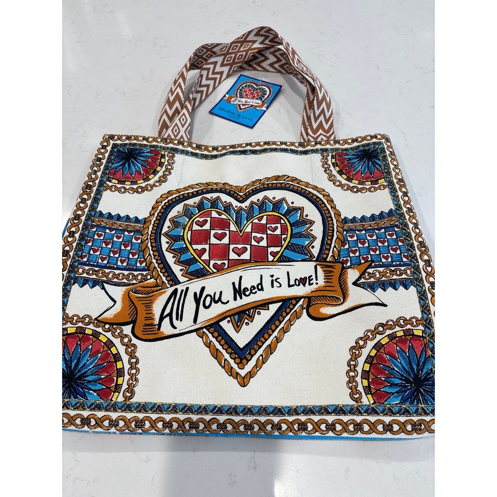 Brighton Believe In Love Tote Canvas Shoulder Bag All You Need Is Love NWT